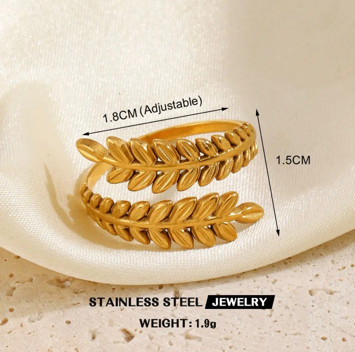 Parallel Olive Leaf Ring