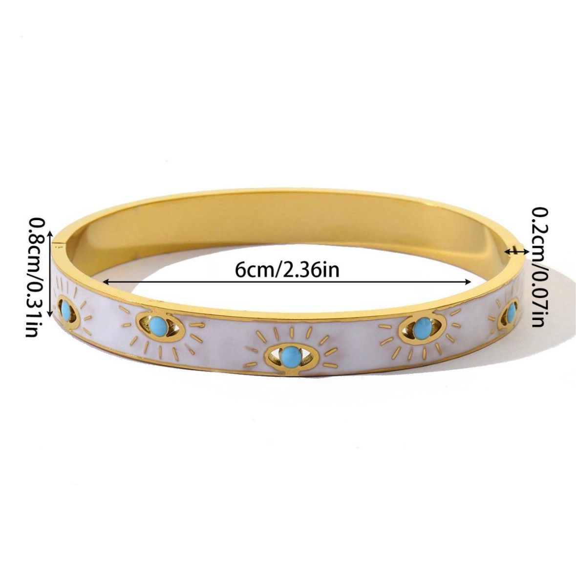 Enamelled Evil Eyes Bangle Bracelet