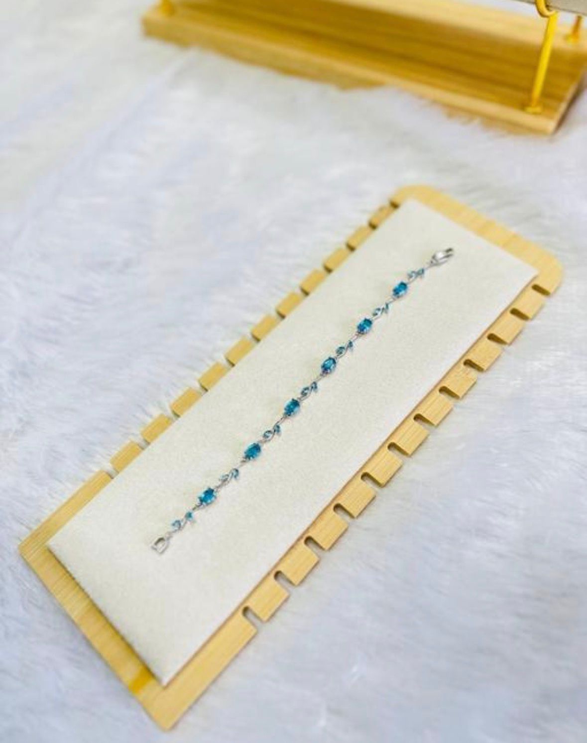Tulip Bracelet (Silver) (Light Blue & White Stones)