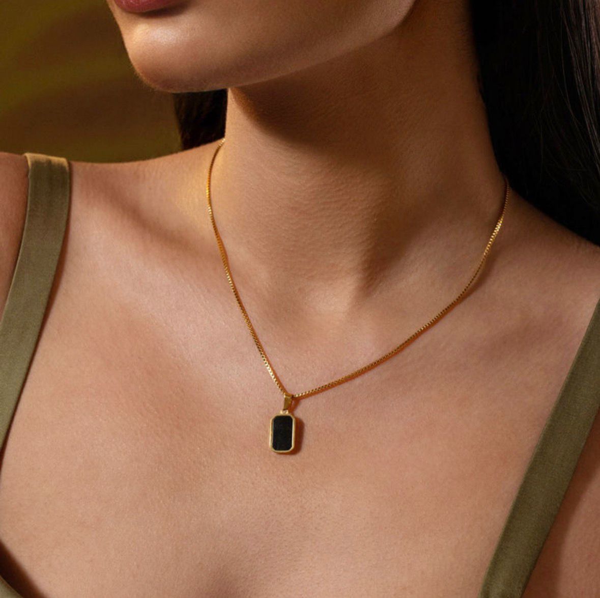 Black Bar Pendant Necklace