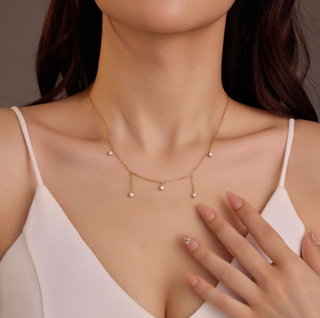 5 Zircon Tassel Clavicle Chain Necklace