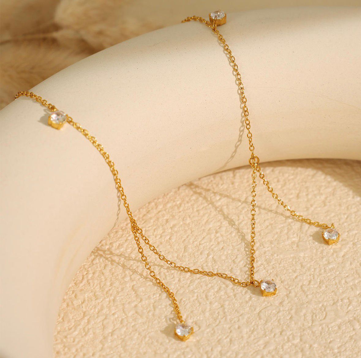 5 Zircon Tassel Clavicle Chain Necklace