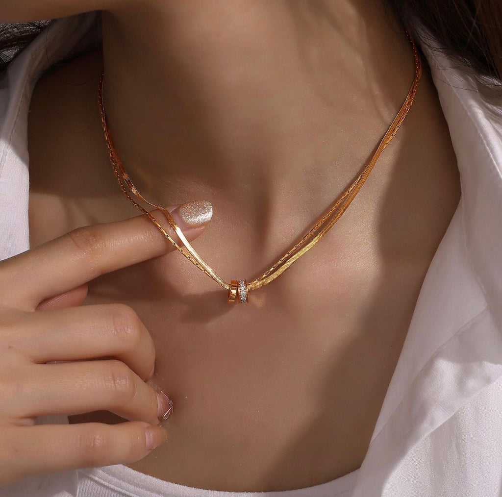Double Layer Rings Pendant Necklace