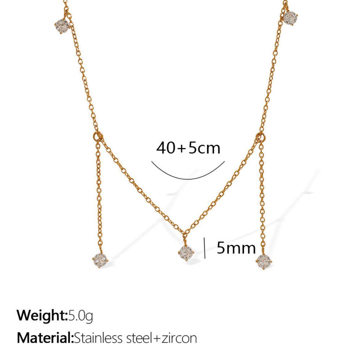 5 Zircon Tassel Clavicle Chain Necklace