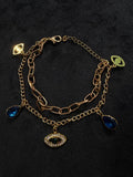 Evil Eye Charm Dual Layer Necklace