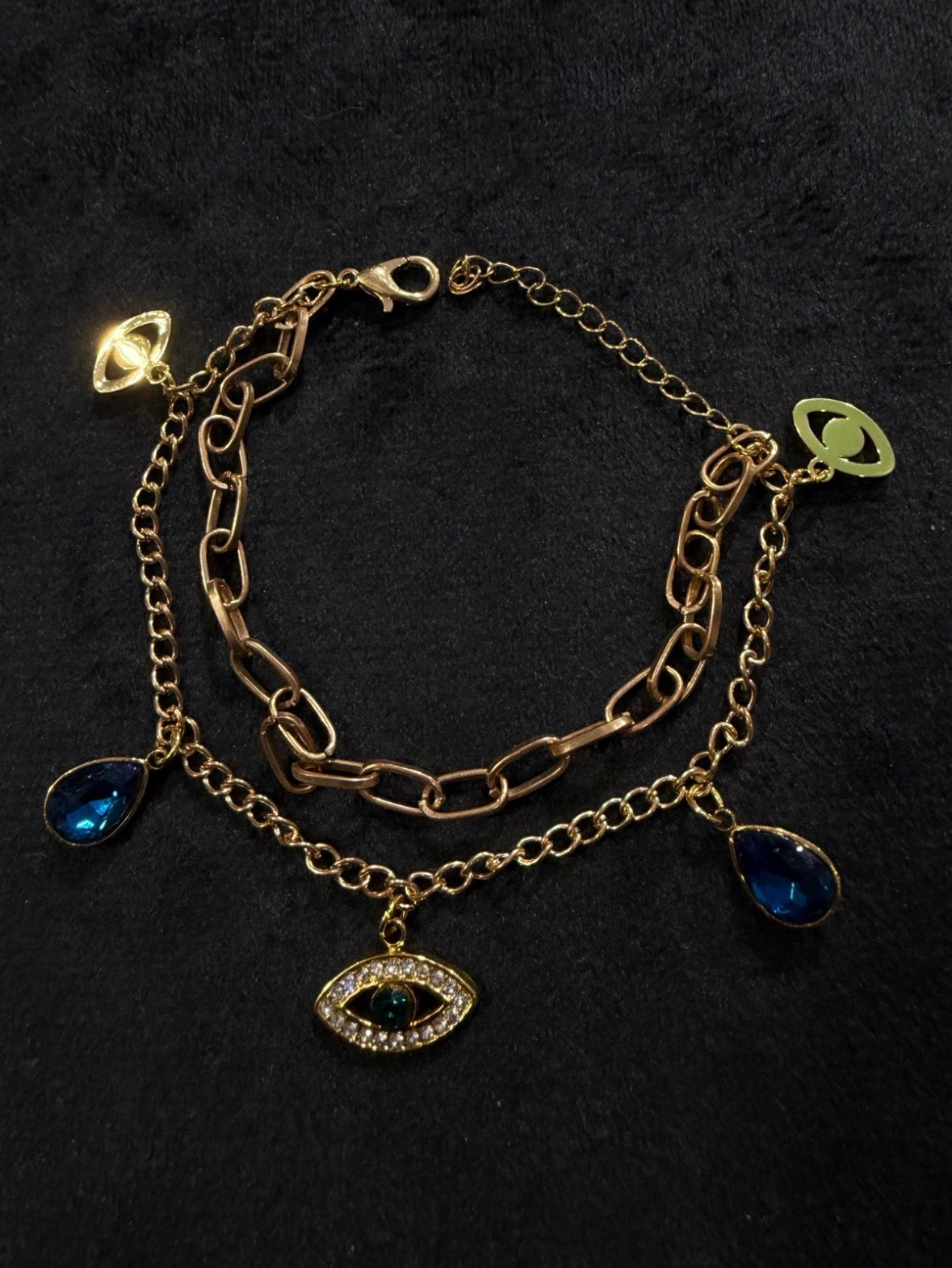 Evil Eye Charm Dual Layer Necklace