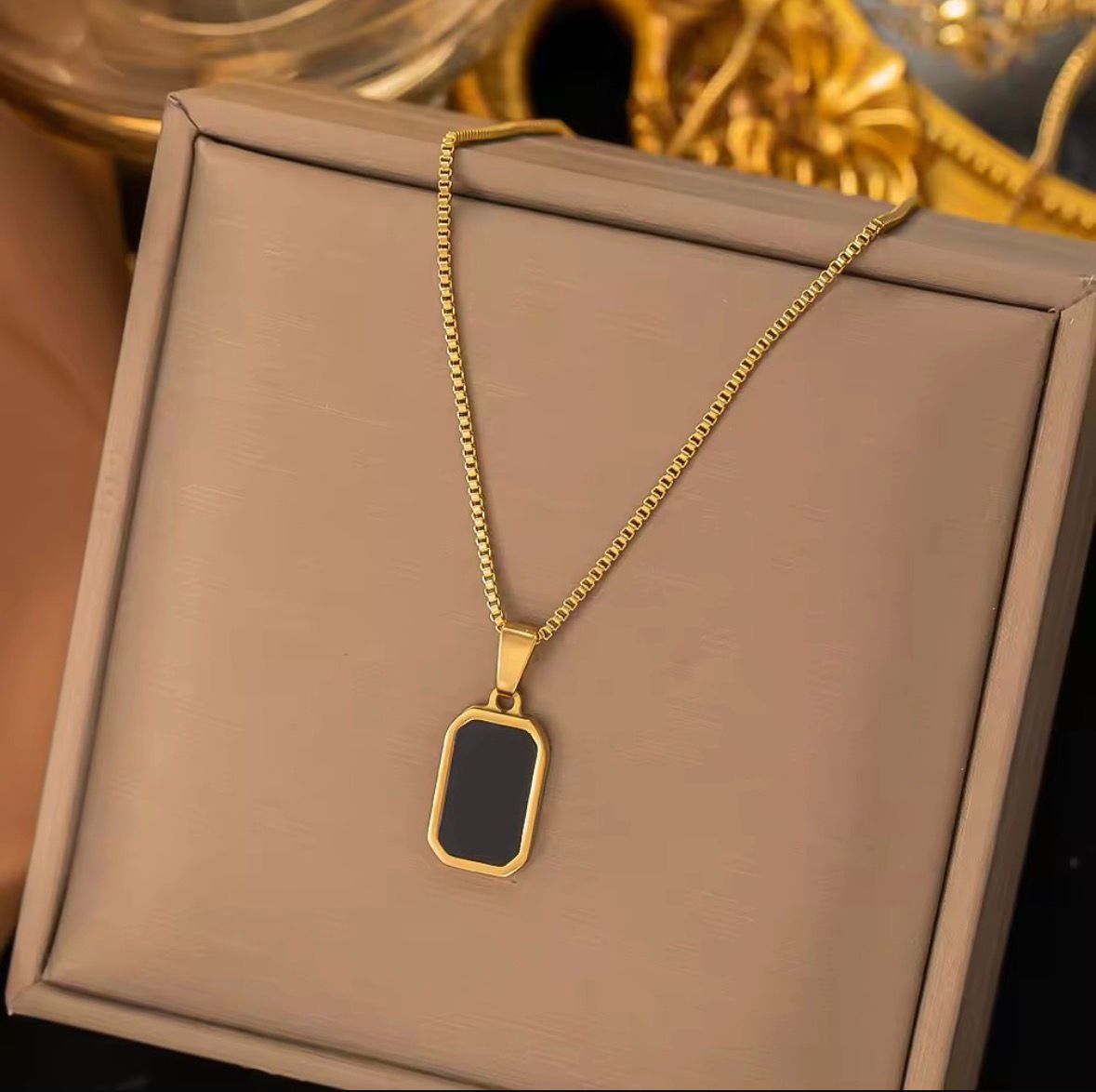 Black Bar Pendant Necklace