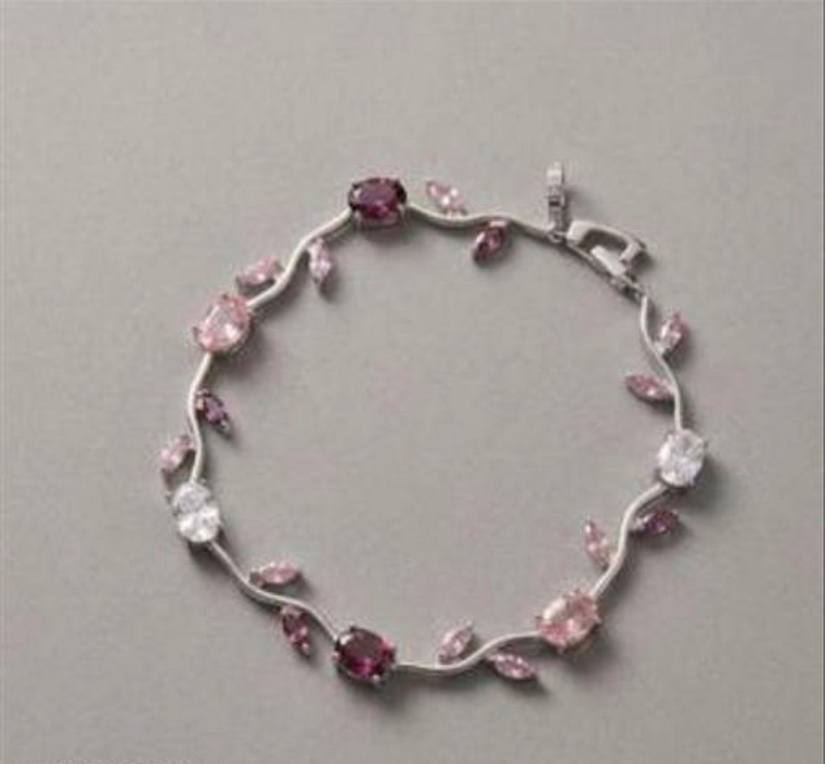 Tulip Bracelet (Gold) (Pink, Purple & White Stones)