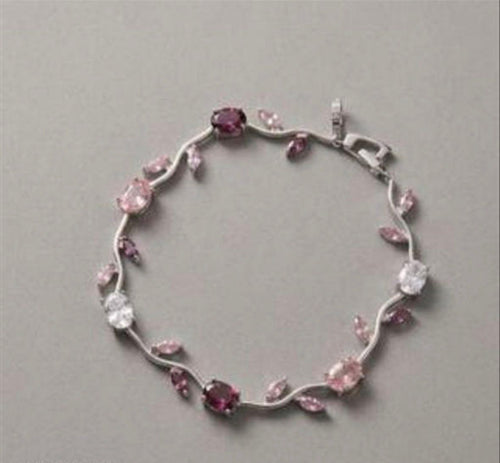Tulip Bracelet (Gold) (Pink, Purple & White Stones)