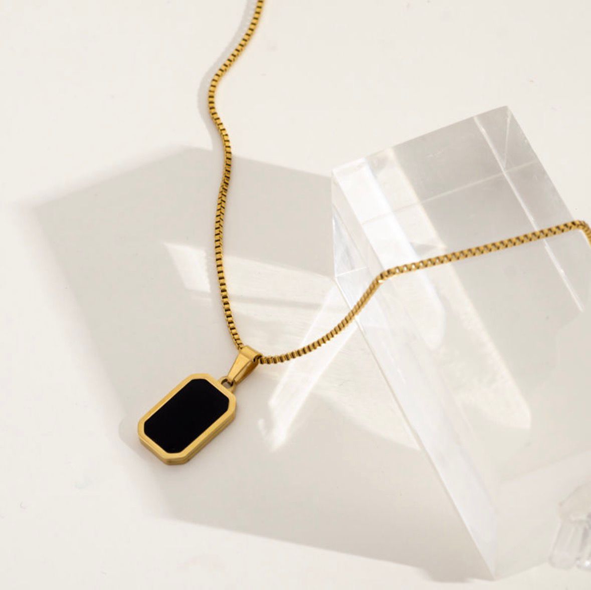 Black Bar Pendant Necklace