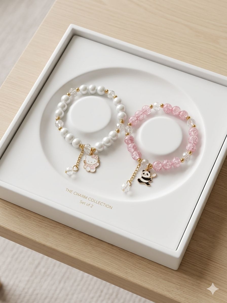 Charm combo brecelete (white/pink)