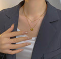 Crystal Heart Double Layered Necklace