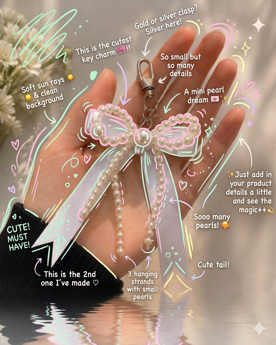 Bow pearl keychain 🎀