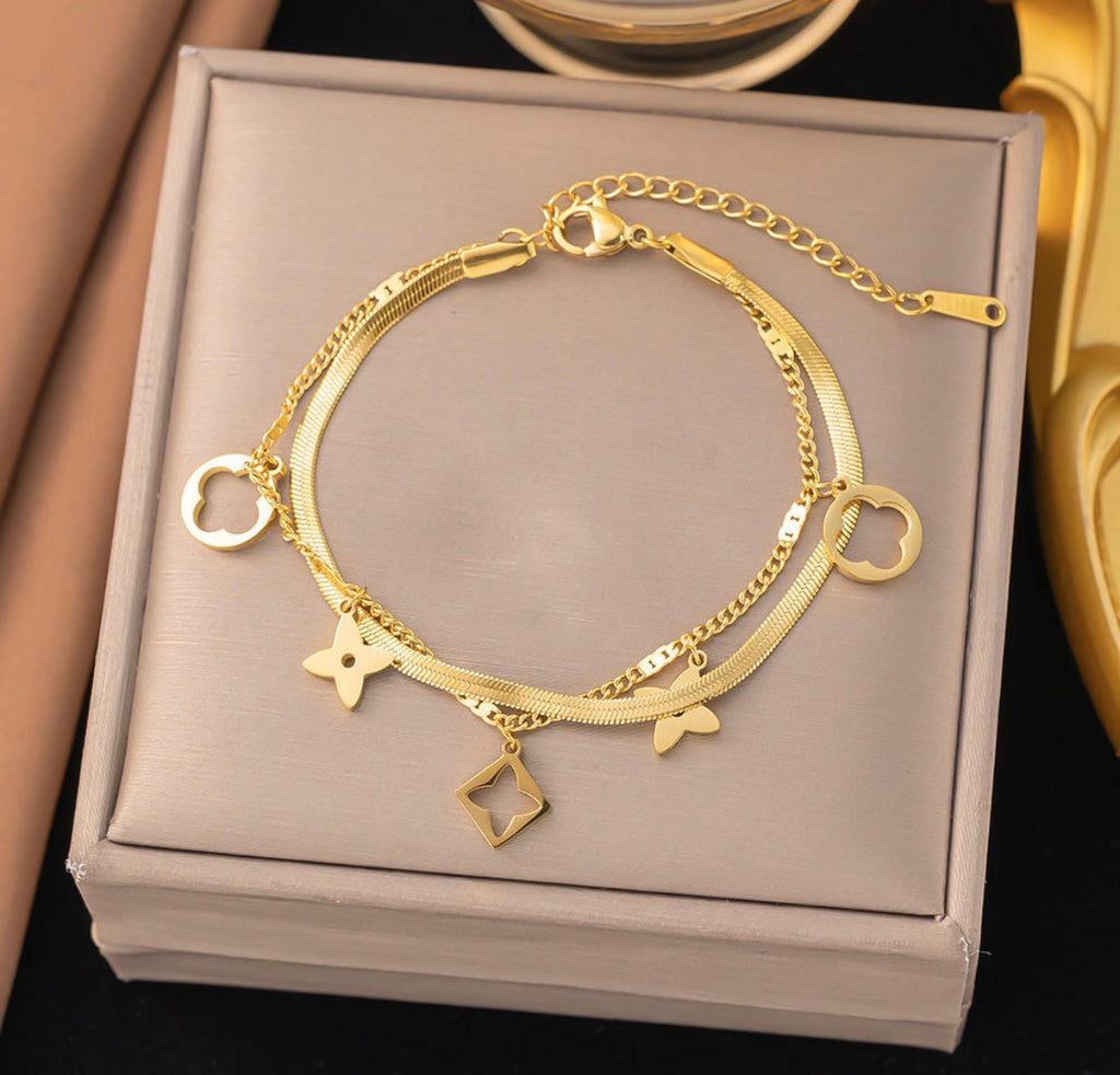 L/V Charms Double
Chain Bracelet