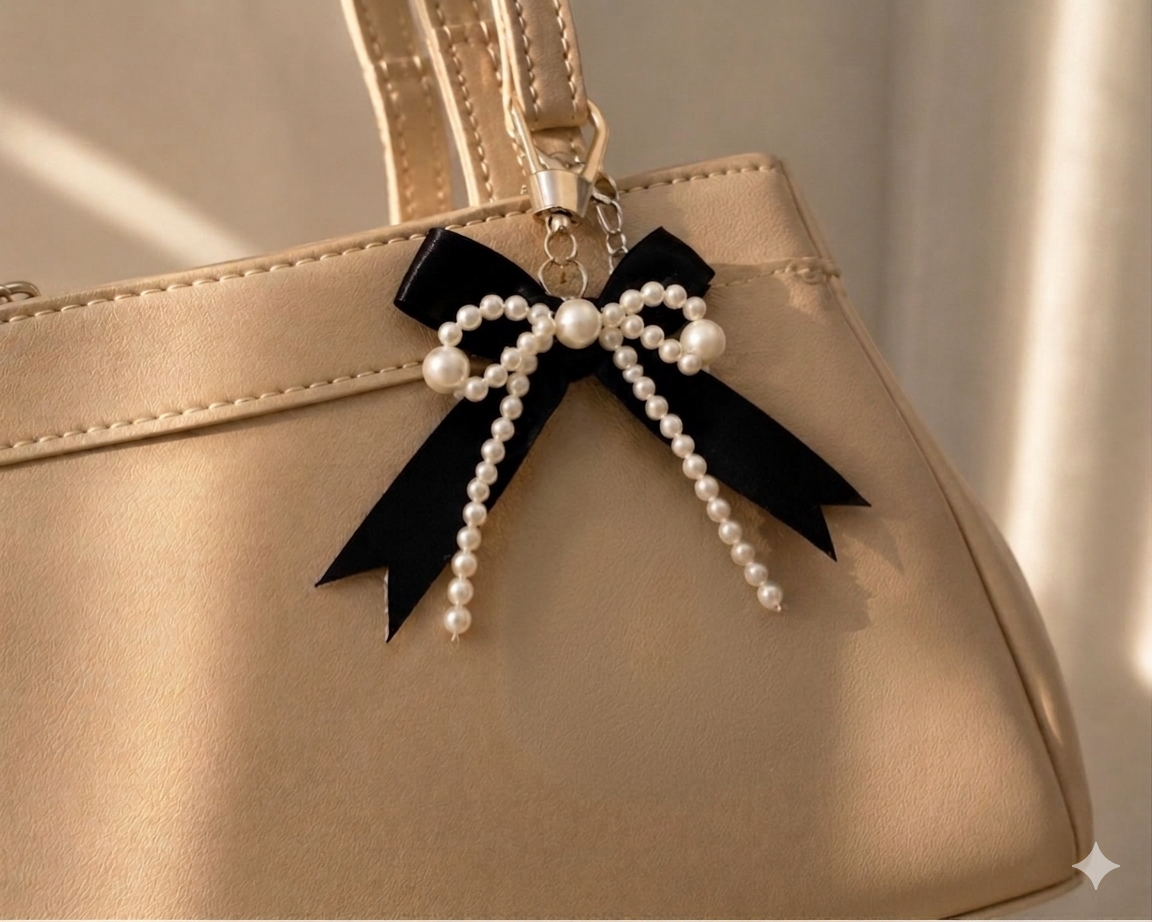 Black bow keychain