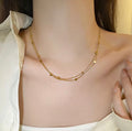 Retro Double-layer Herringbone Cubic Square Beads Necklace