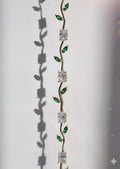 Tulip Bracelet (Silver) (Green & White Stones)