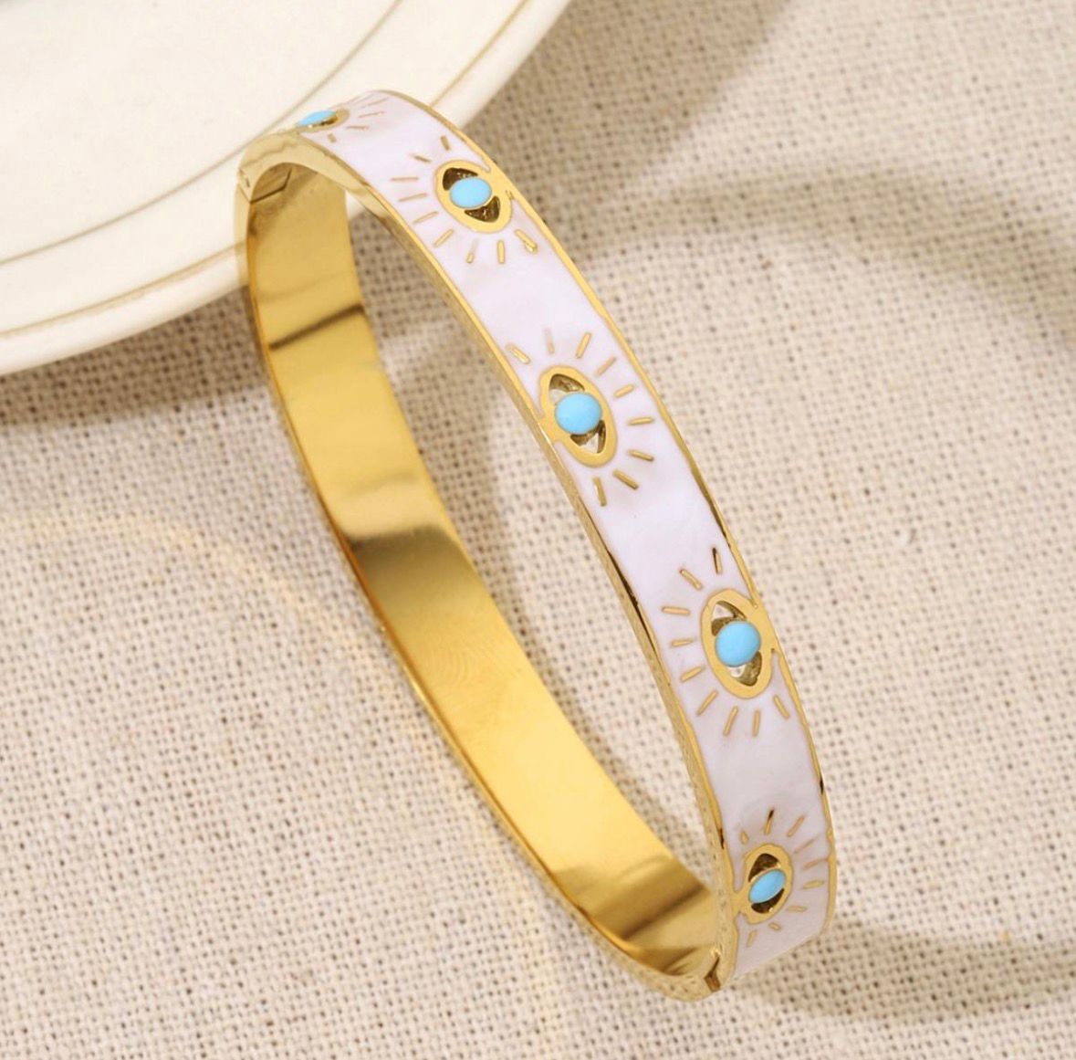 Enamelled Evil Eyes Bangle Bracelet