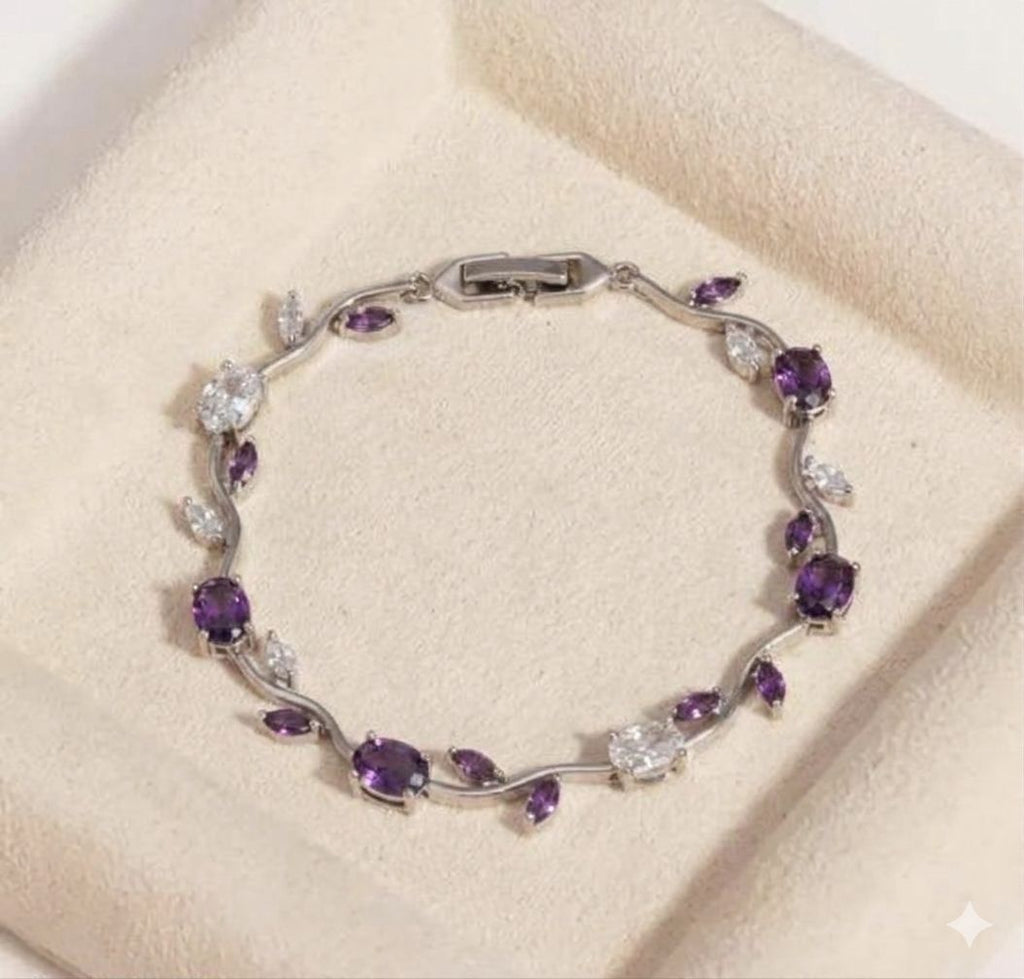 Tulip Bracelet  (purple White Stones)