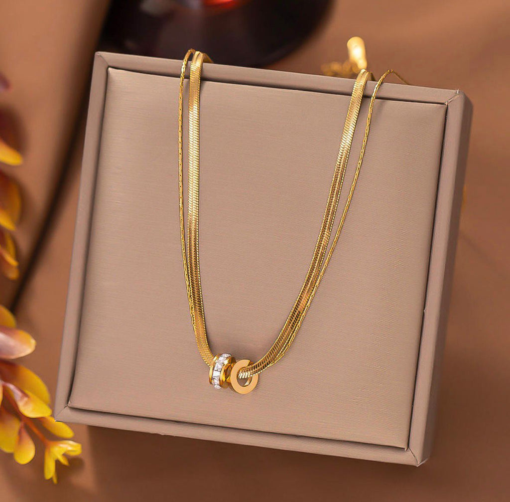 Double Layer Rings Pendant Necklace