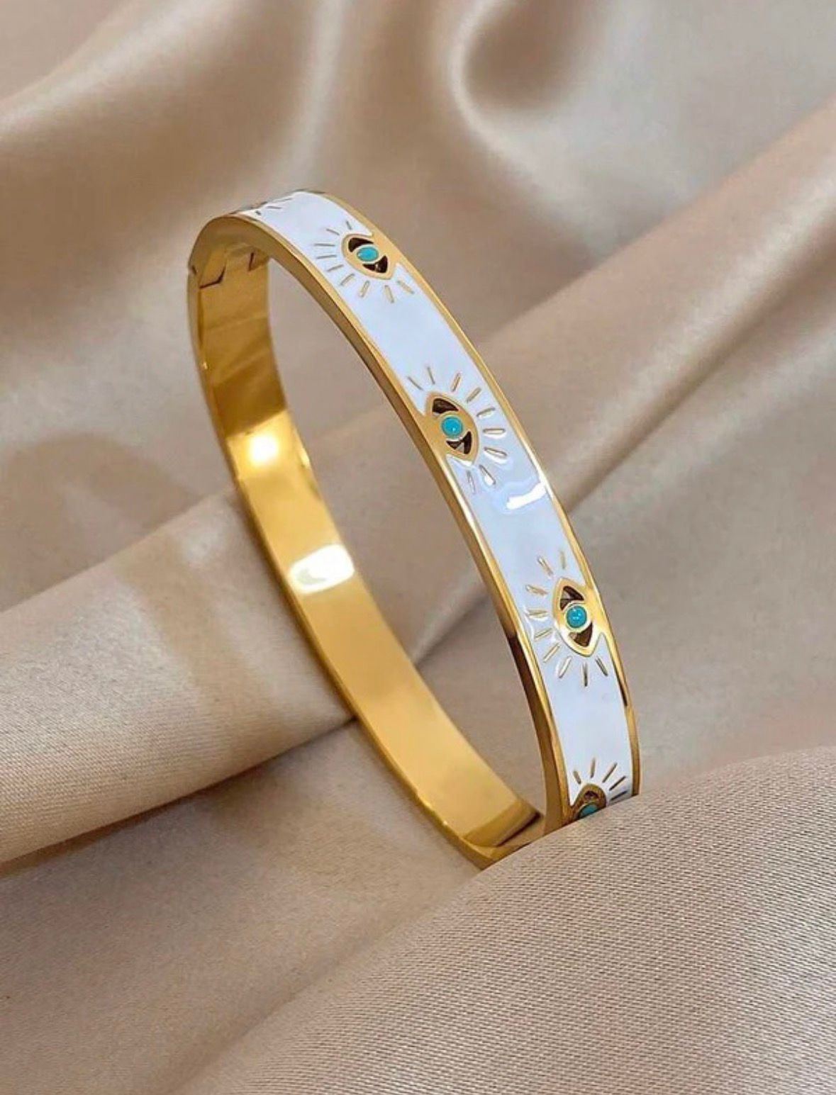 Enamelled Evil Eyes Bangle Bracelet