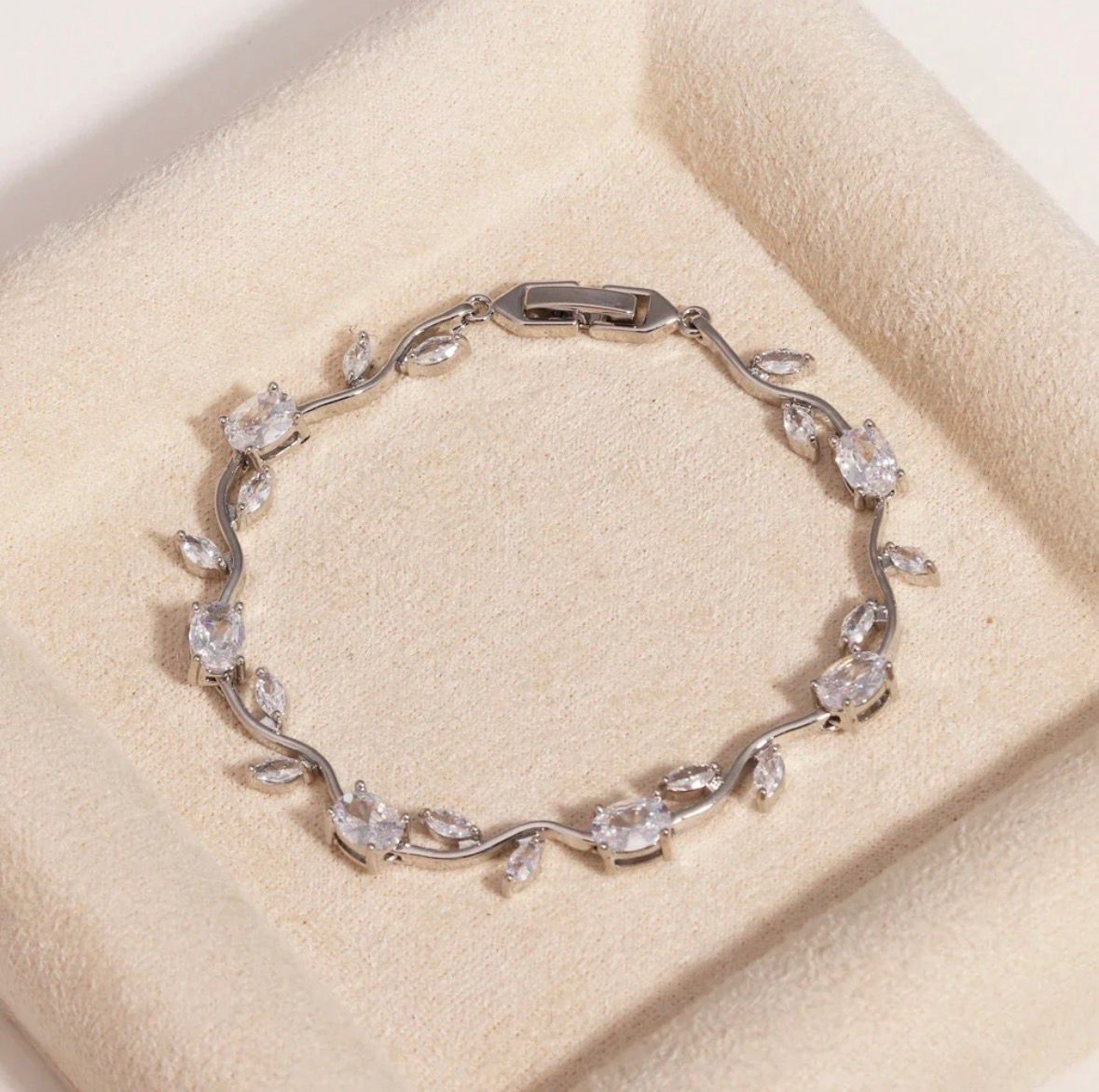 Tulip Bracelet (Silver) (White Stones) ₹449
