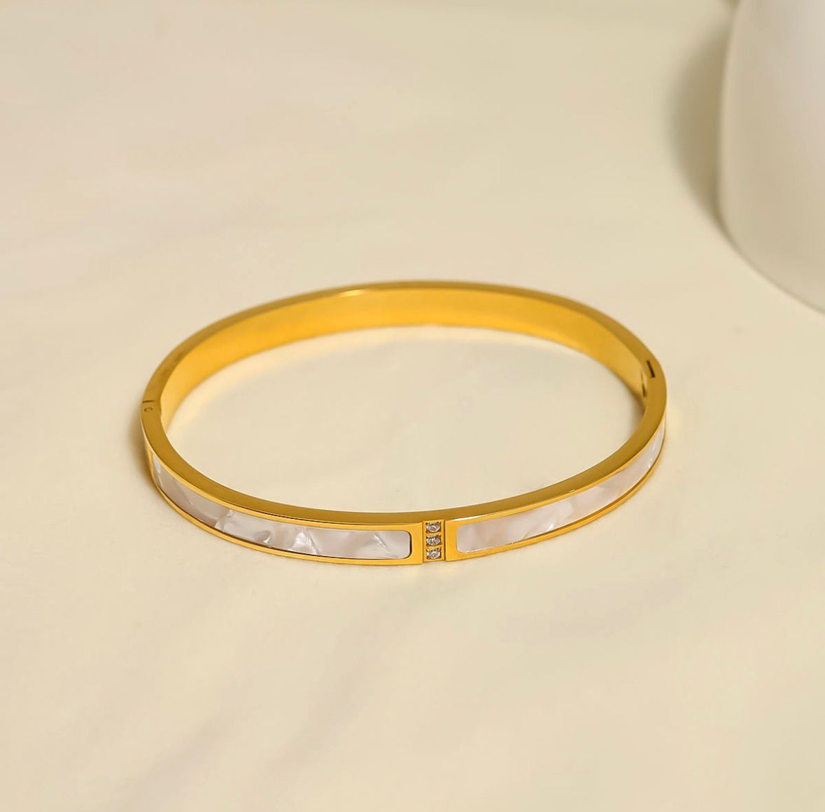 White Fritillary Shell Bangle Bracelet