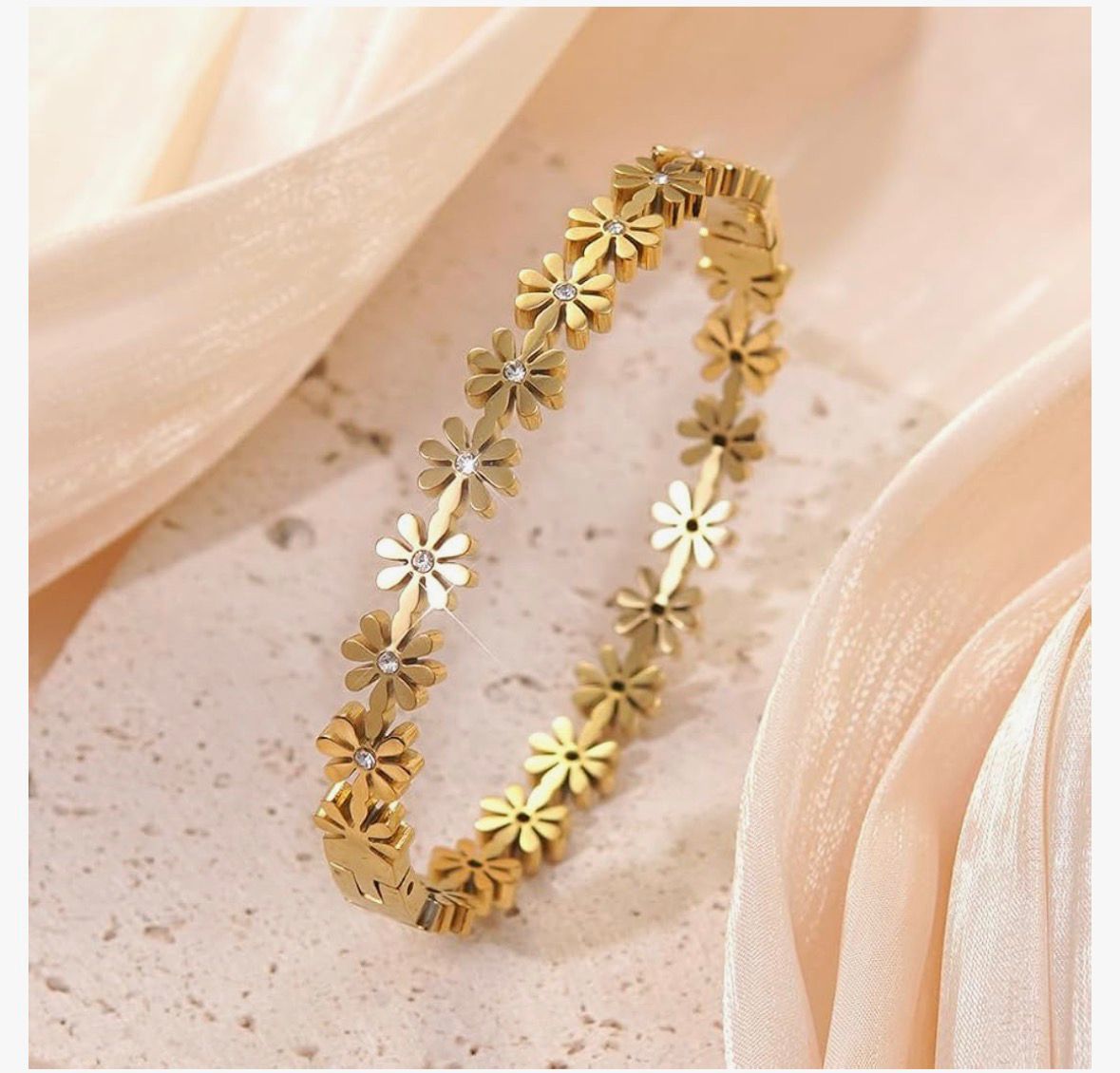 Gold Bangle Clover Kashmiri Floral Design bracelet