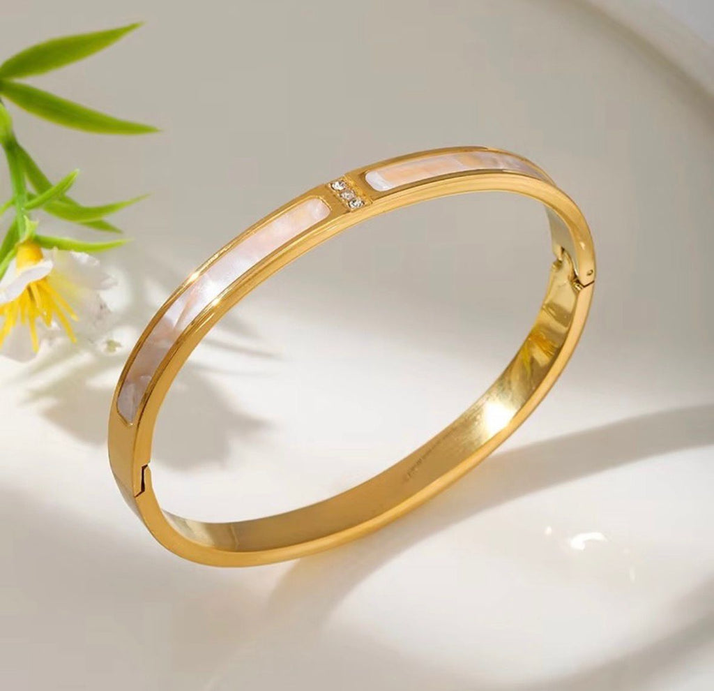 White Fritillary Shell Bangle Bracelet