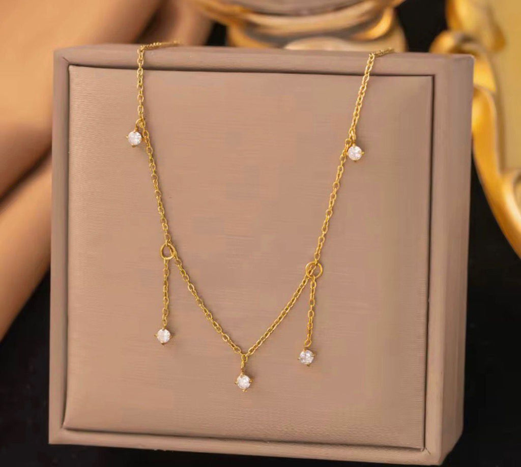 5 Zircon Tassel Clavicle Chain Necklace