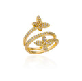 Zircon Two Butterflies Hoop Finger Ring