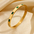 Emerald Style Stone-Studded Bangle Bracelet
